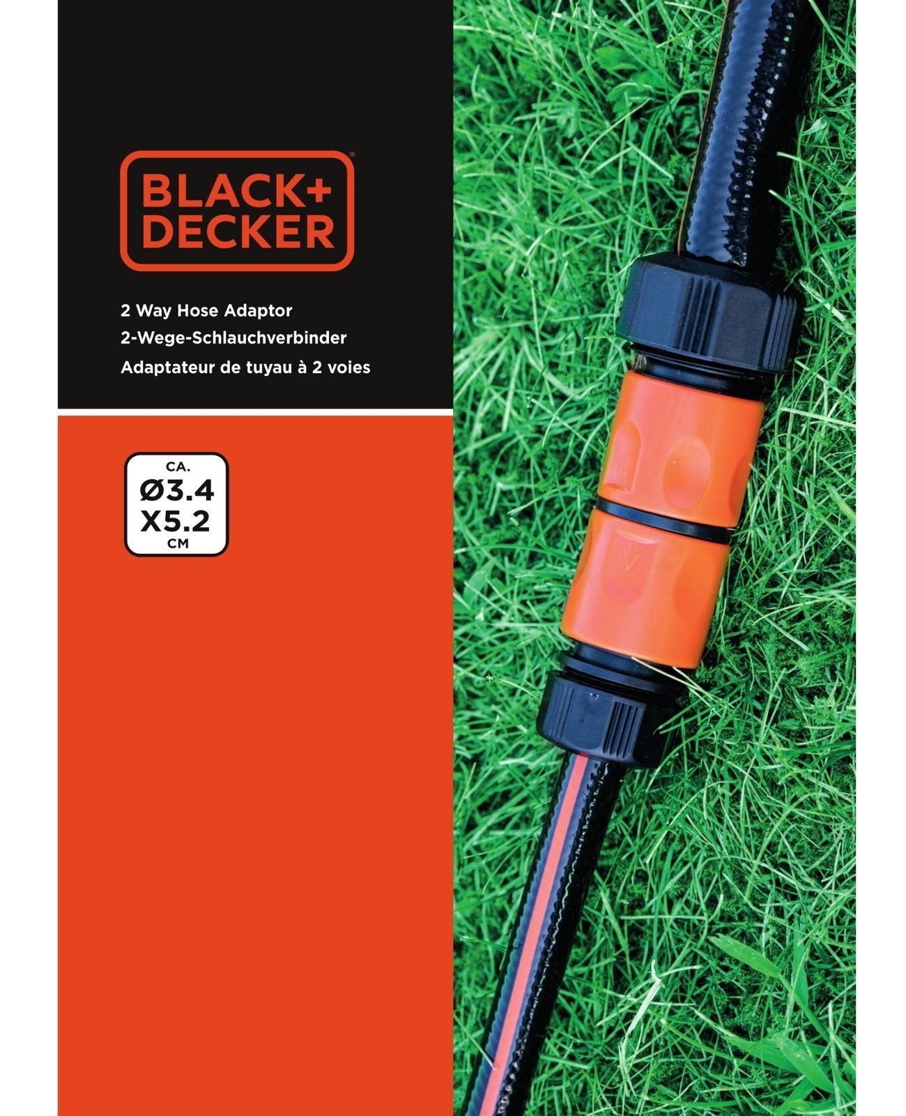 Schlauchkupplung 2 Wege Black+Decker Schlauchverbinder Gartenschlauch