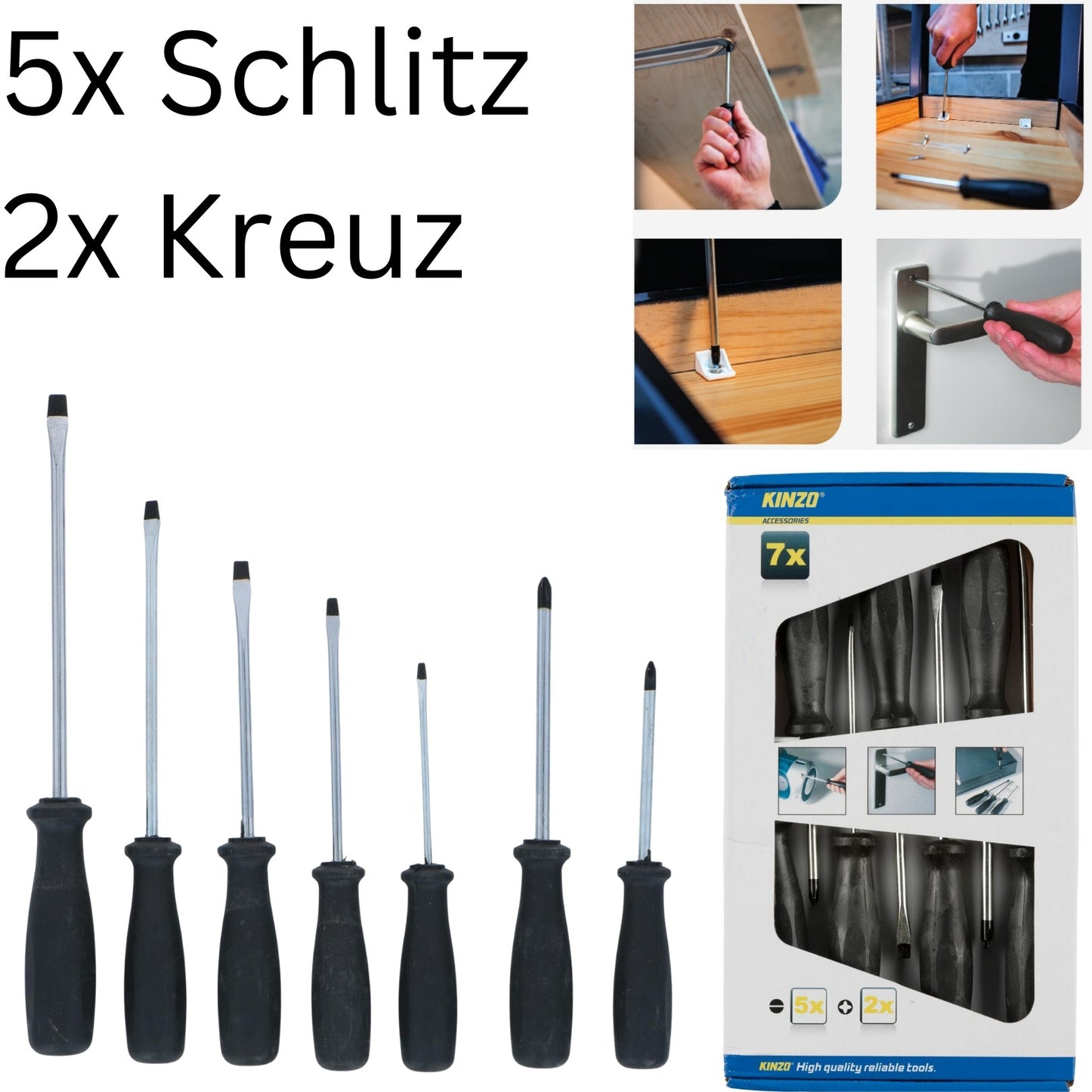 Schraubendreher Satz Schraubenzieher magnetisch Kreuzschlitz Schlitz Set 7-tlg