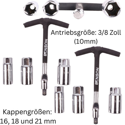 Zündkerzenschlüssel Zündkerze Steck Nuss Schlüssel 16mm 18mm 21 mm Satz