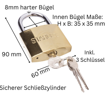 Massives Vorhängeschloss Bügelschloss Hangschloss rostfrei Bügelschloss 60 mm