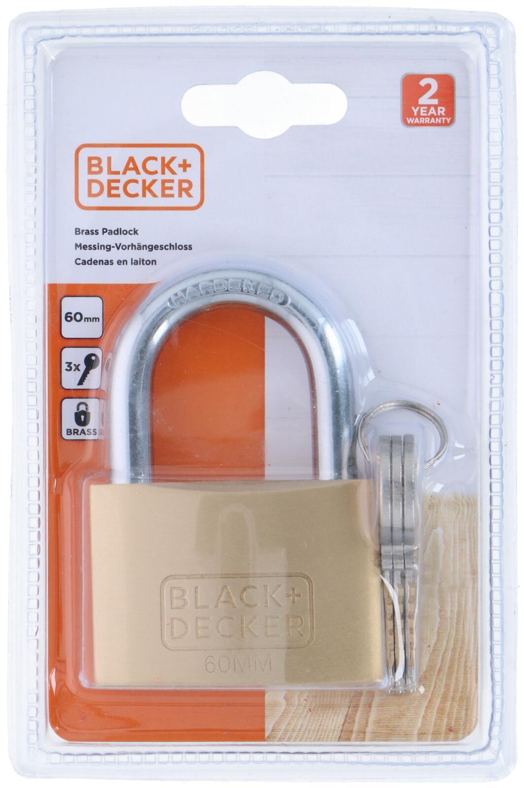 Vorhängeschloss Bügelschloss massives Schloss 60mm BLACK+DECKER