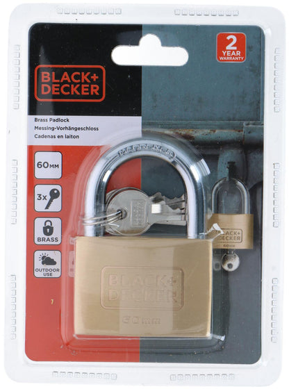 Vorhängeschloss Bügelschloss massives Schloss 60mm BLACK+DECKER