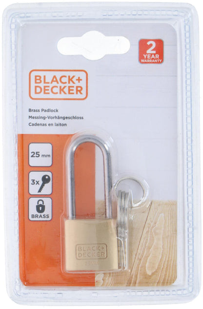 Vorhängeschloss Bügelschloss Messing Schloss 25mm BLACK+DECKER