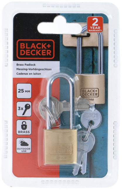 Vorhängeschloss Bügelschloss Messing Schloss 25mm BLACK+DECKER