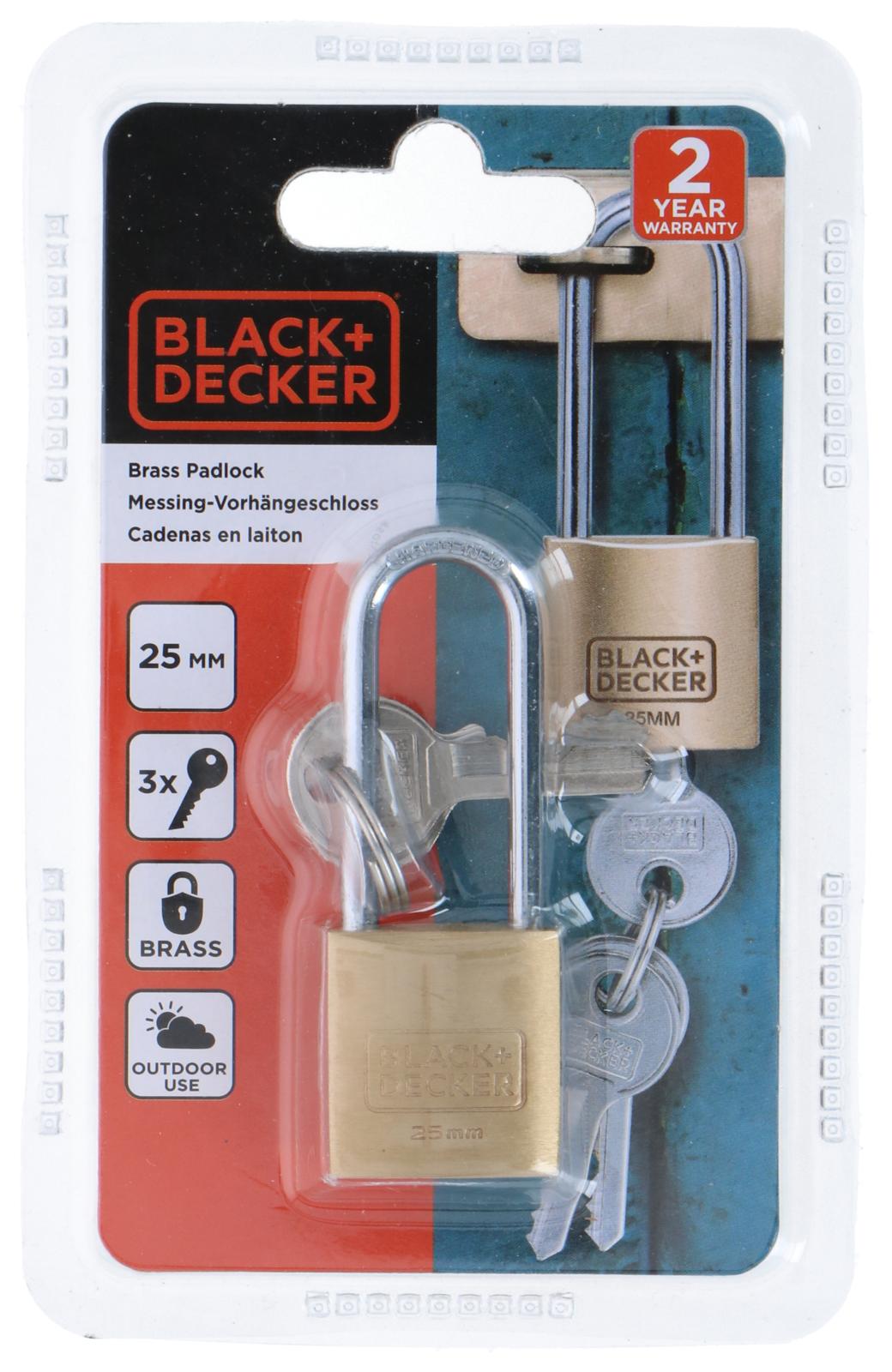 Vorhängeschloss Bügelschloss Messing Schloss 25mm BLACK+DECKER