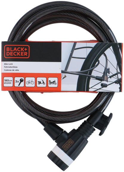 Kabelschloss Fahrradschloss Spiralschloss BLACK+DECKER 10x1800mm