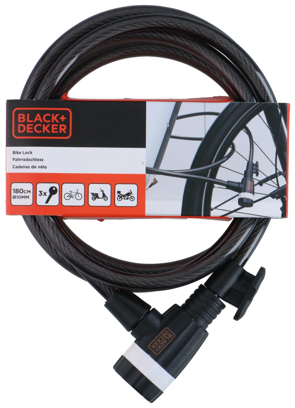 Kabelschloss Fahrradschloss Spiralschloss BLACK+DECKER 10x1800mm