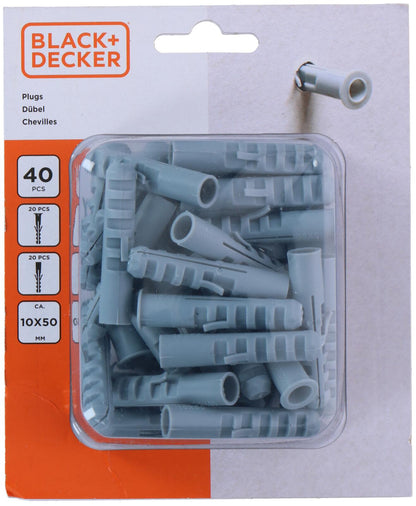 Nageldübel Spreizdübel Dübel mit ohne Kragen BLACK+DECKER 10mm -40St.