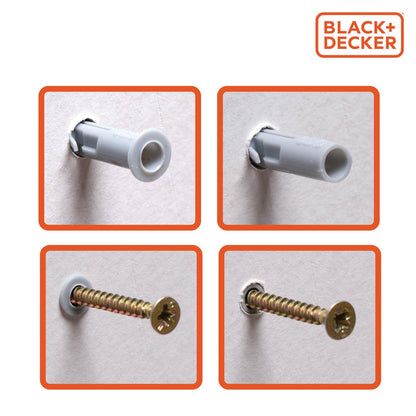 Nageldübel Spreizdübel Dübel mit ohne Kragen BLACK+DECKER 10mm -40St.