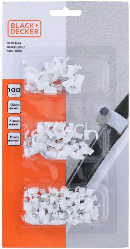 Kabelschelle Nagelschelle Kabelklemmen Kabelhalter BLACK+DECKER 100St.