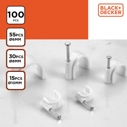 Kabelschelle Nagelschelle Kabelklemmen Kabelhalter BLACK+DECKER 100St.