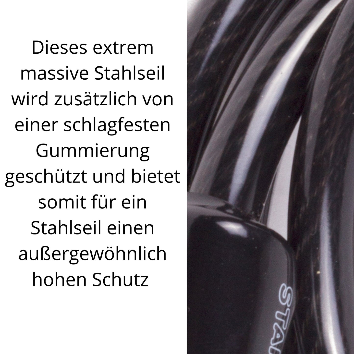 Stahlseil Stahlkabel Sicherheitskabel mit 2 Ösen Schlaufen Seil Ø 8mm x 1,5 Meter