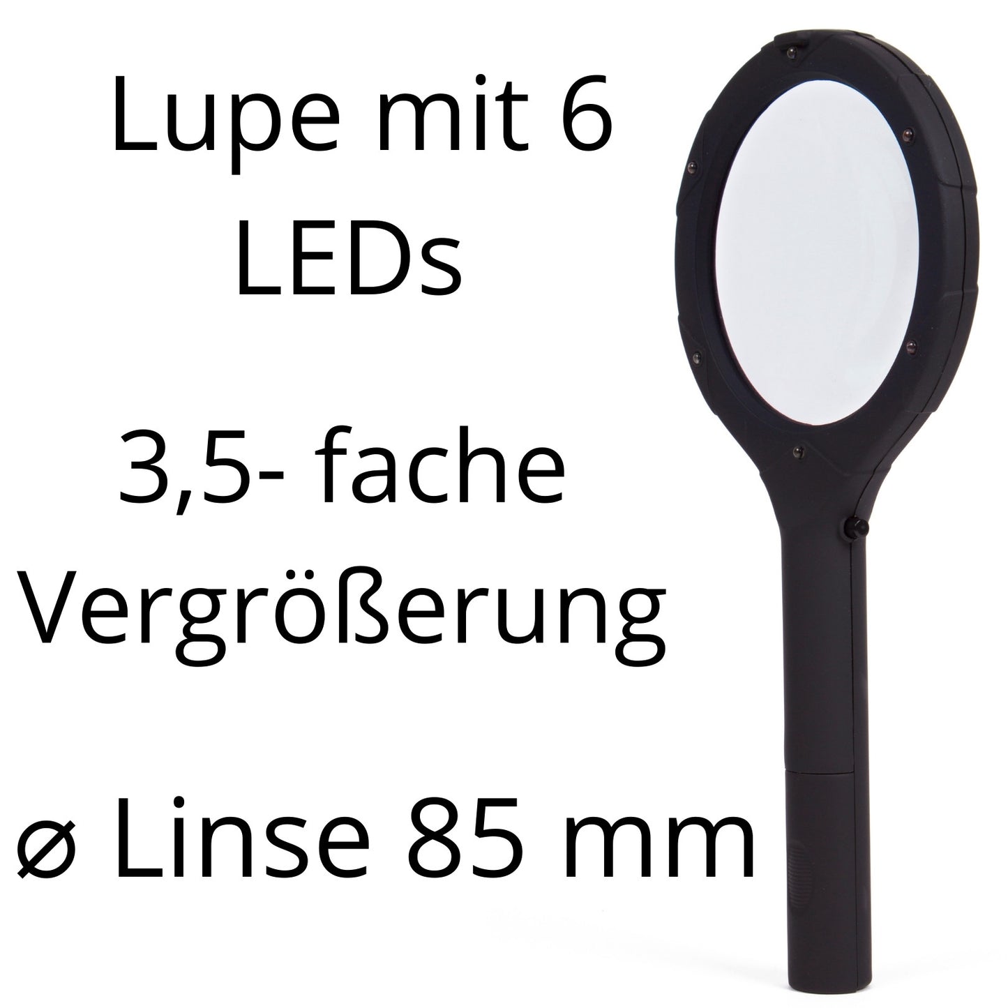 Lupe Leselupe mit 6 LED Vergrößerungsglas Taschenlupe mit Licht 3,5-fache Vergr.
