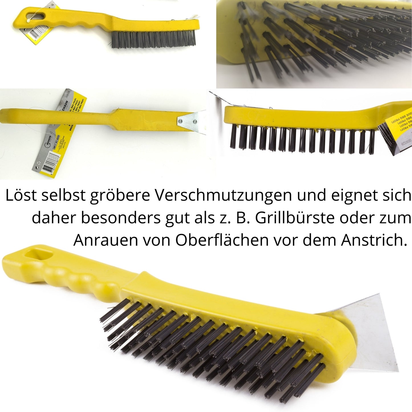 Stahlbürste Grillbürste Drahtbürste Bürste Reiniger +massiver Schaber