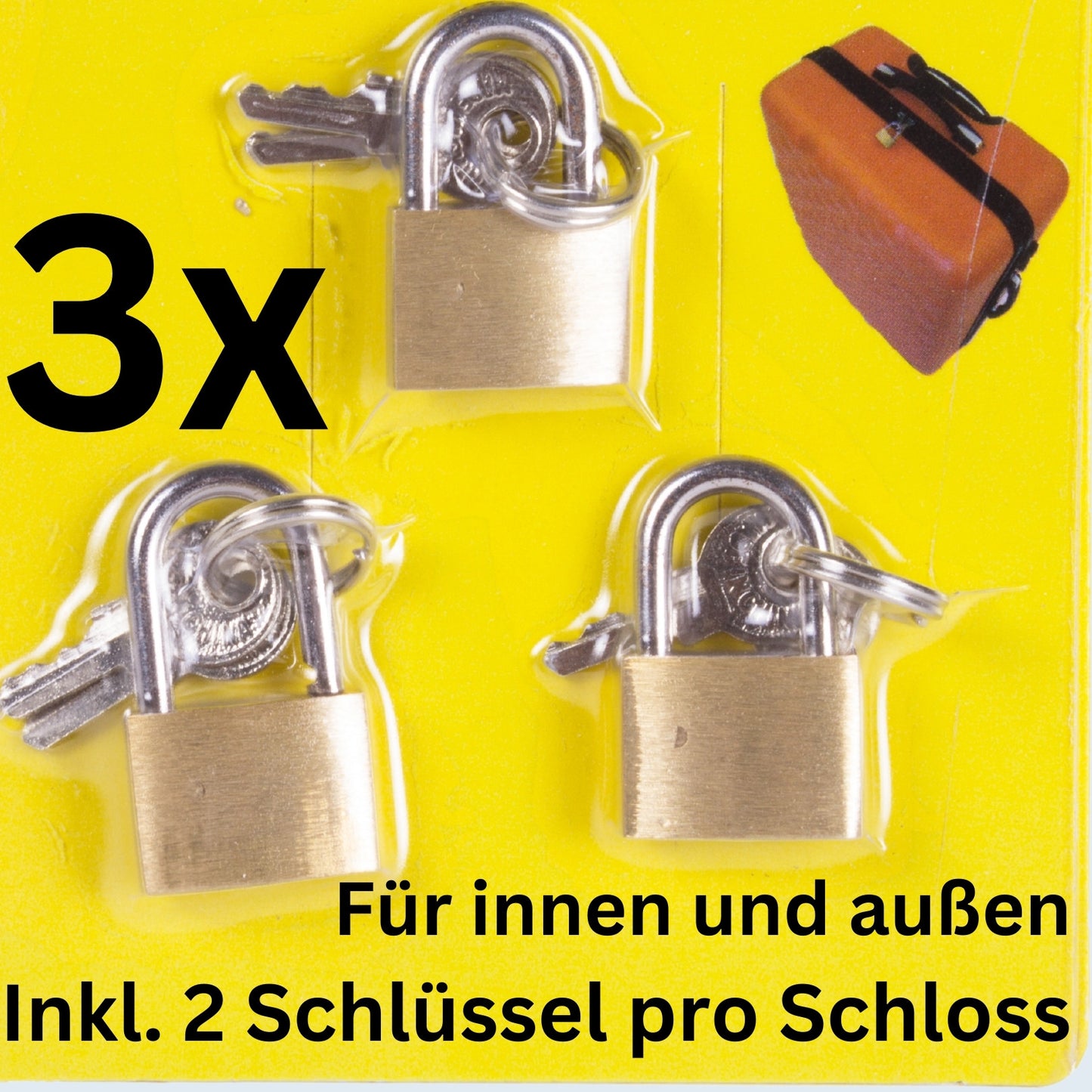3x Vorhängeschloss Gepäckschloss Mini Hängeschloss Vorhangschloss Reiseschloss
